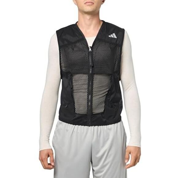 Mens Size S Adidas Running Jacket Vest Black Ultimate Pocket Outerwear JF1479